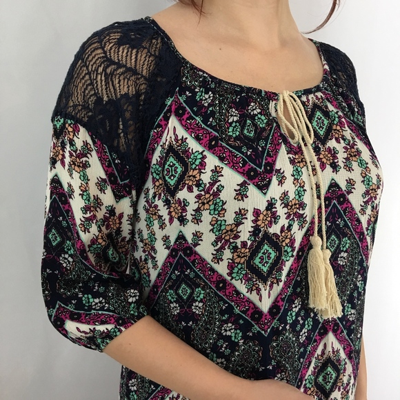 Paisley Chevron Boho Dress - Picture 3 of 8